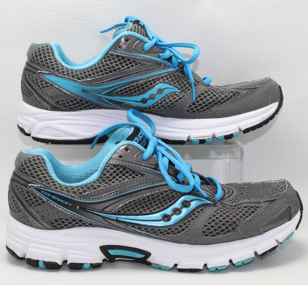 Saucony‎ Cohesion 12 Women 11 Wide Grey Blue Running Shoes S15228-12 Sneaker